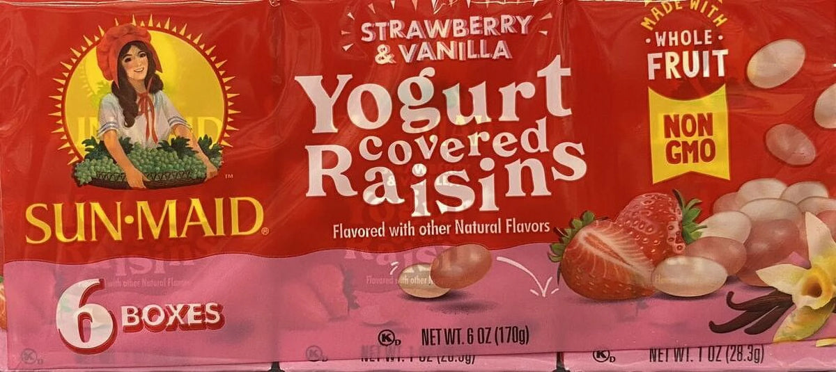 12 Boxes Strawberry & Vanilla Yogurt California Raisins C316443
