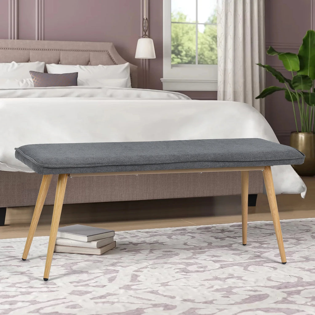 Charcoal Gray Upholstered Tufted Bench D269