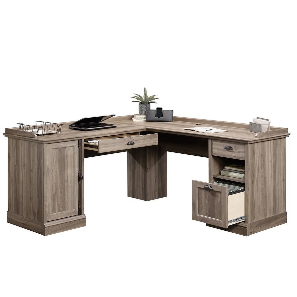 L-Desk, Salt Oak Finish T30050