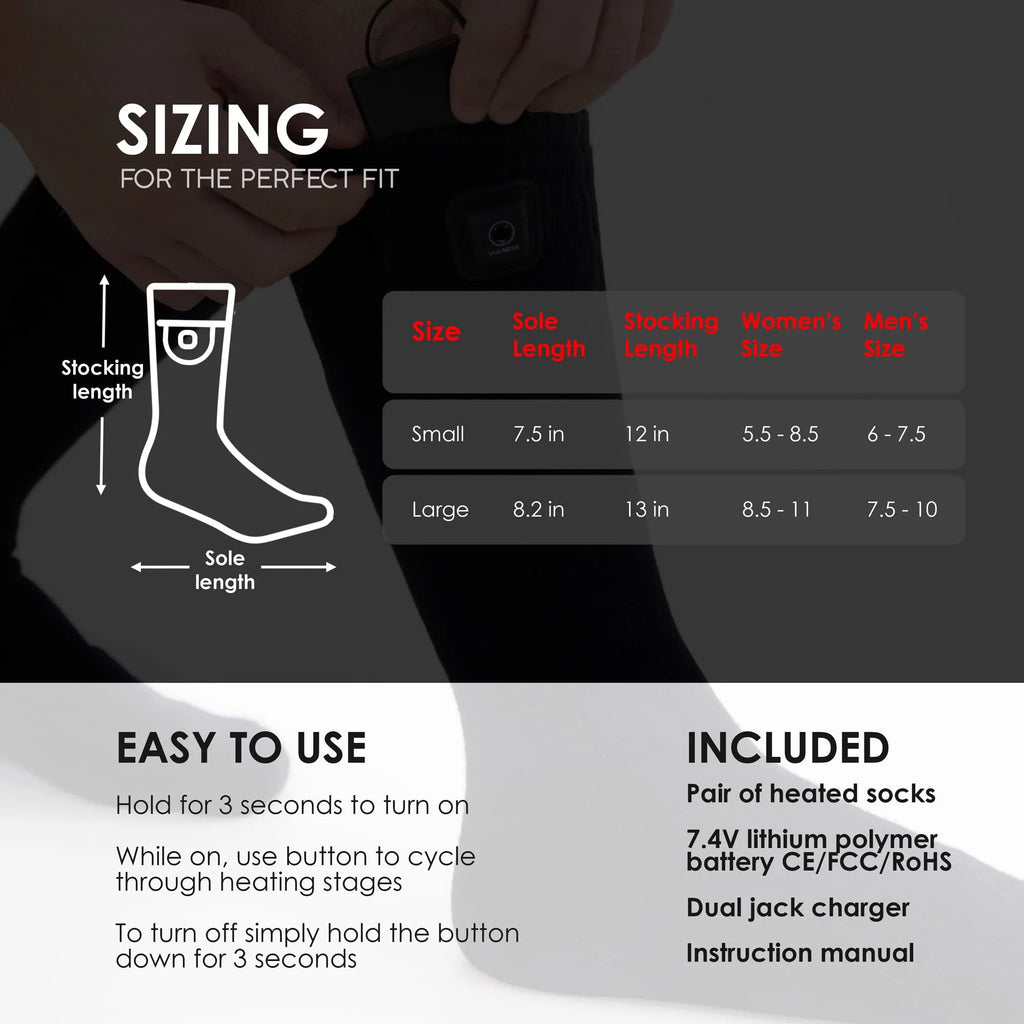 Black L Rechargeable Electric Heated Socks M874608