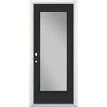 32 in. x 80 in. Full Lite Jet Black Right-Hand Inswing Painted Smooth Fiberglass Prehung Front Door with Brickmold E9002