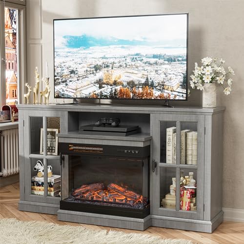 Bright White TV Stand with Storage Cabinets and Sliding Barn Doors N486