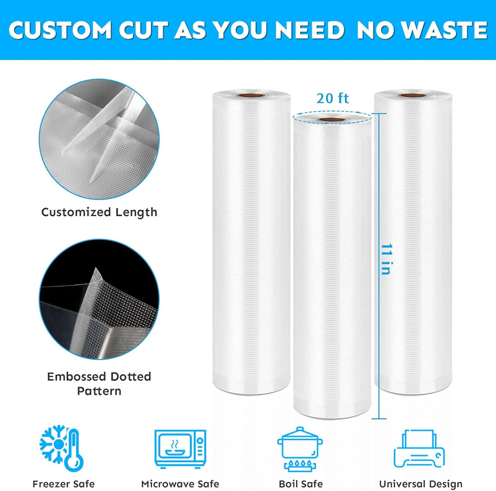 11"X20' 3Pack BPA-Free Vacuum Seal Rolls U532