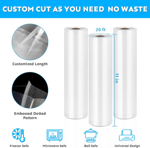 11"X20' 3Pack BPA-Free Vacuum Seal Rolls U532