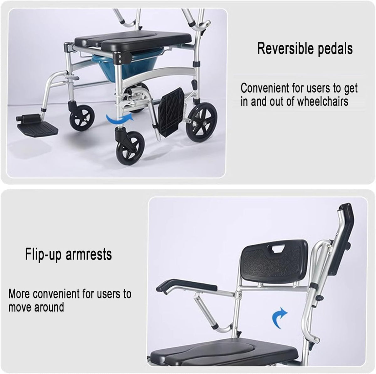 4 in 1 Portable Shower Commode Chair with Wheels D207