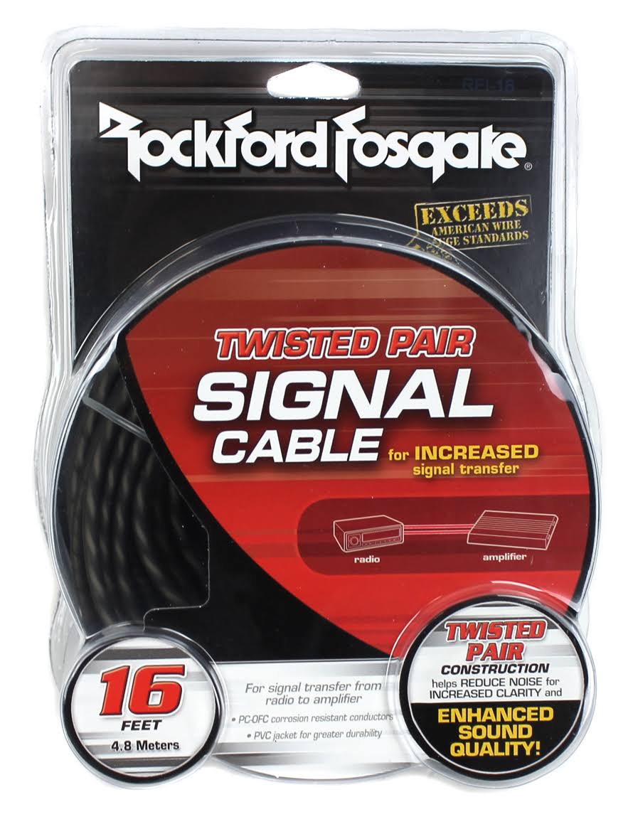 16 ft Twisted 2 CH RCA Car Audio Signal Cables U254