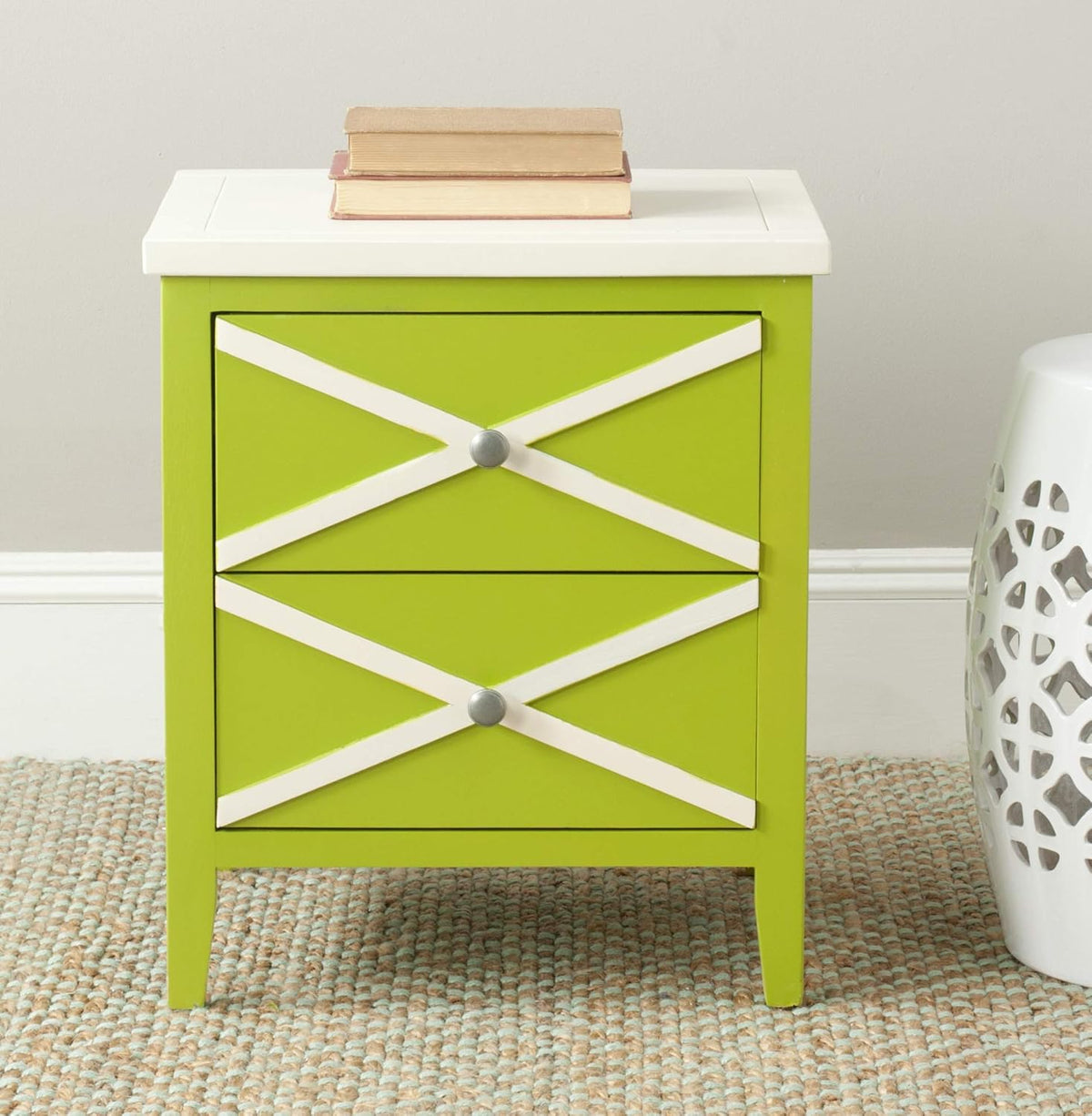 Lime Green 2-Drawer Side Table T25785