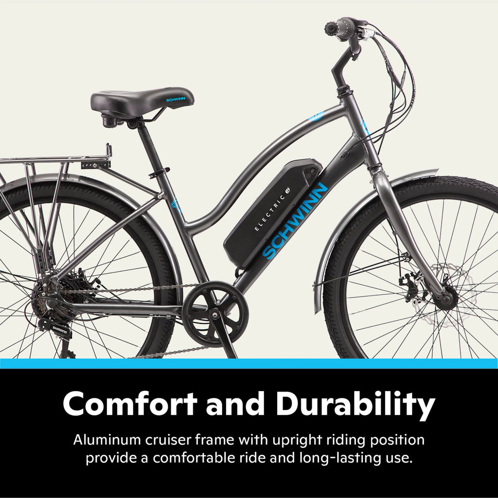 26 Low Step Cruiser Electric Bike 7 Speeds 250w Black Q70610