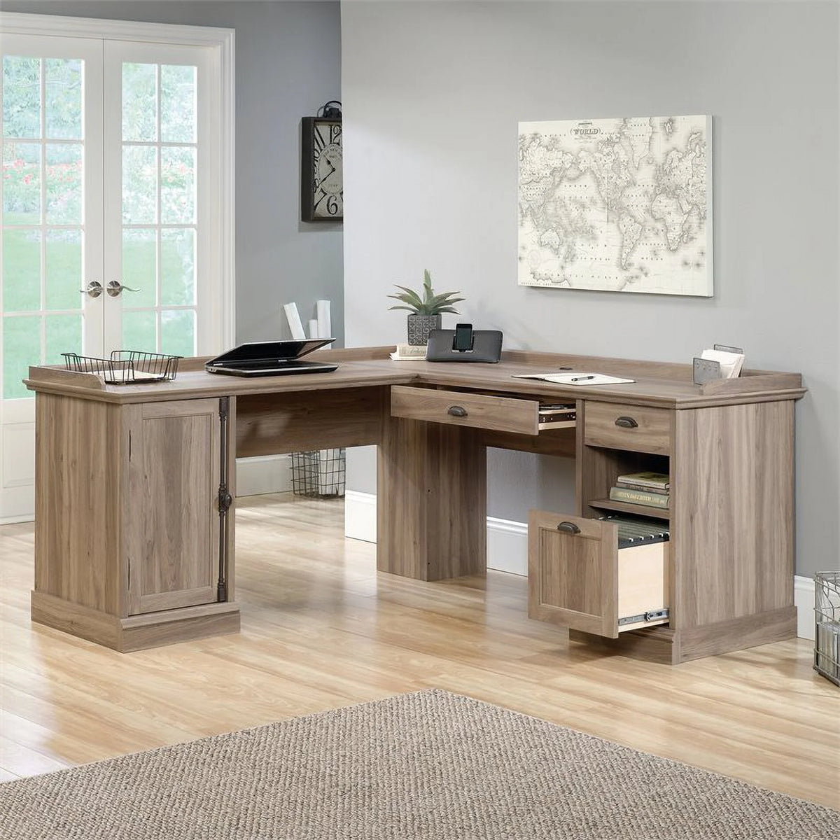 L-Desk, Salt Oak Finish T30050