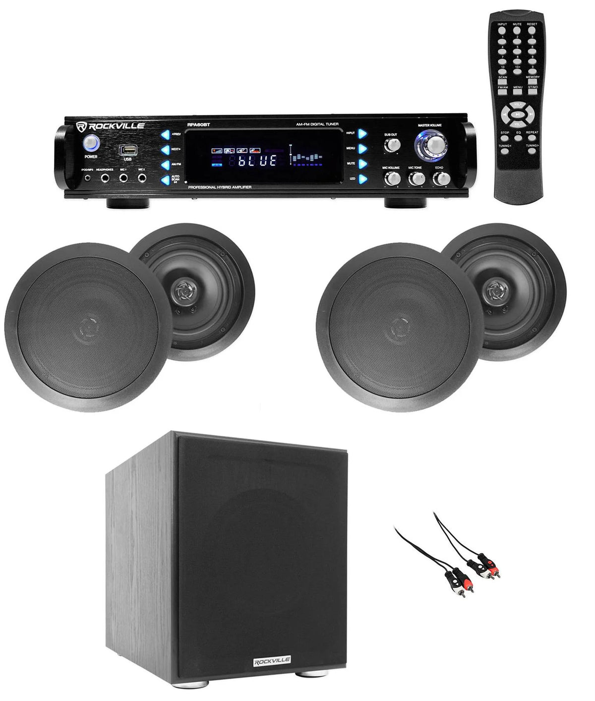 6.5" Black Ceiling Speaker Bluetooth Receiver Subwoofer V624