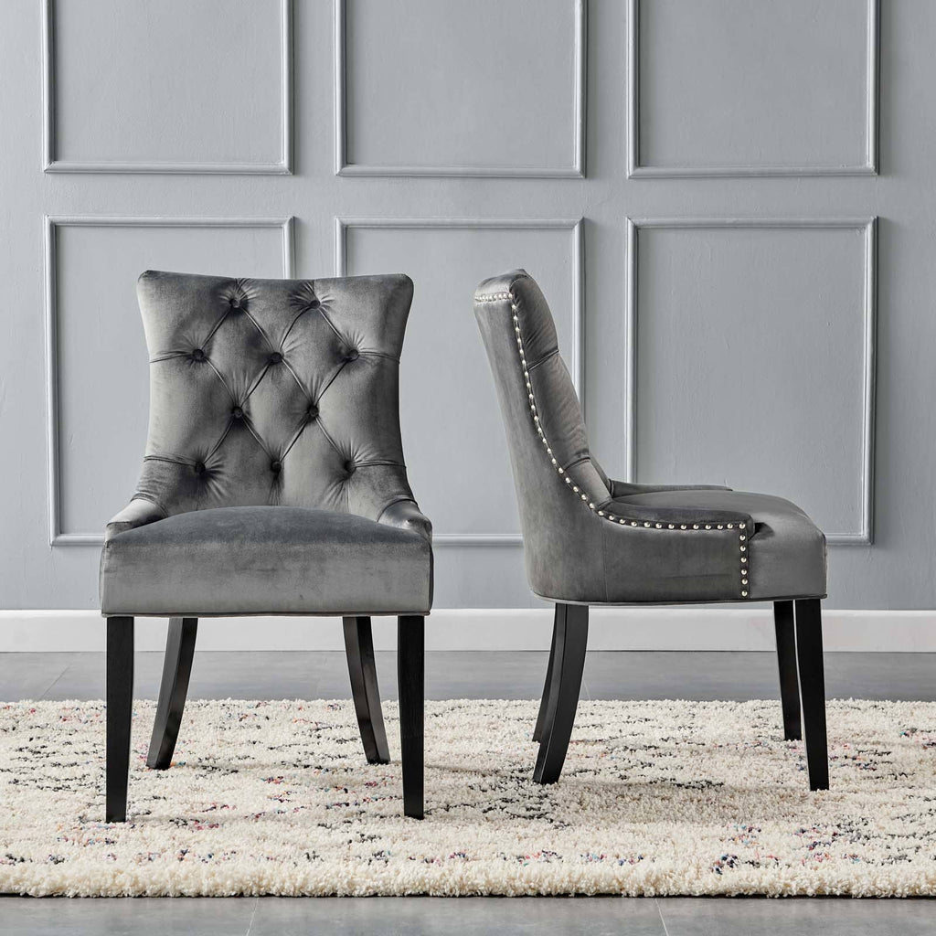 White Tufted Performance Velvet Dining Side Chairs Set of 2 S9394