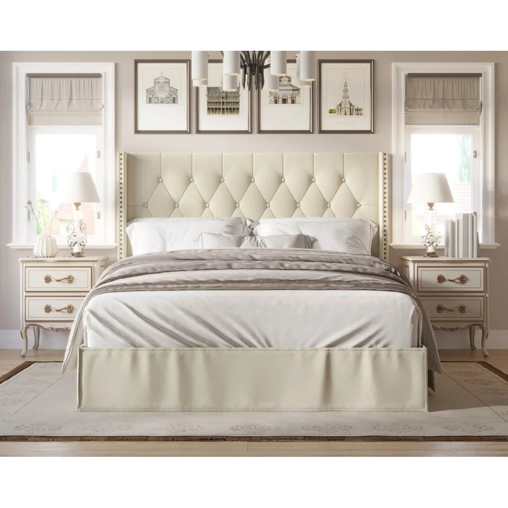 Grey Tufted Upholstered Panel Bed Full C77824