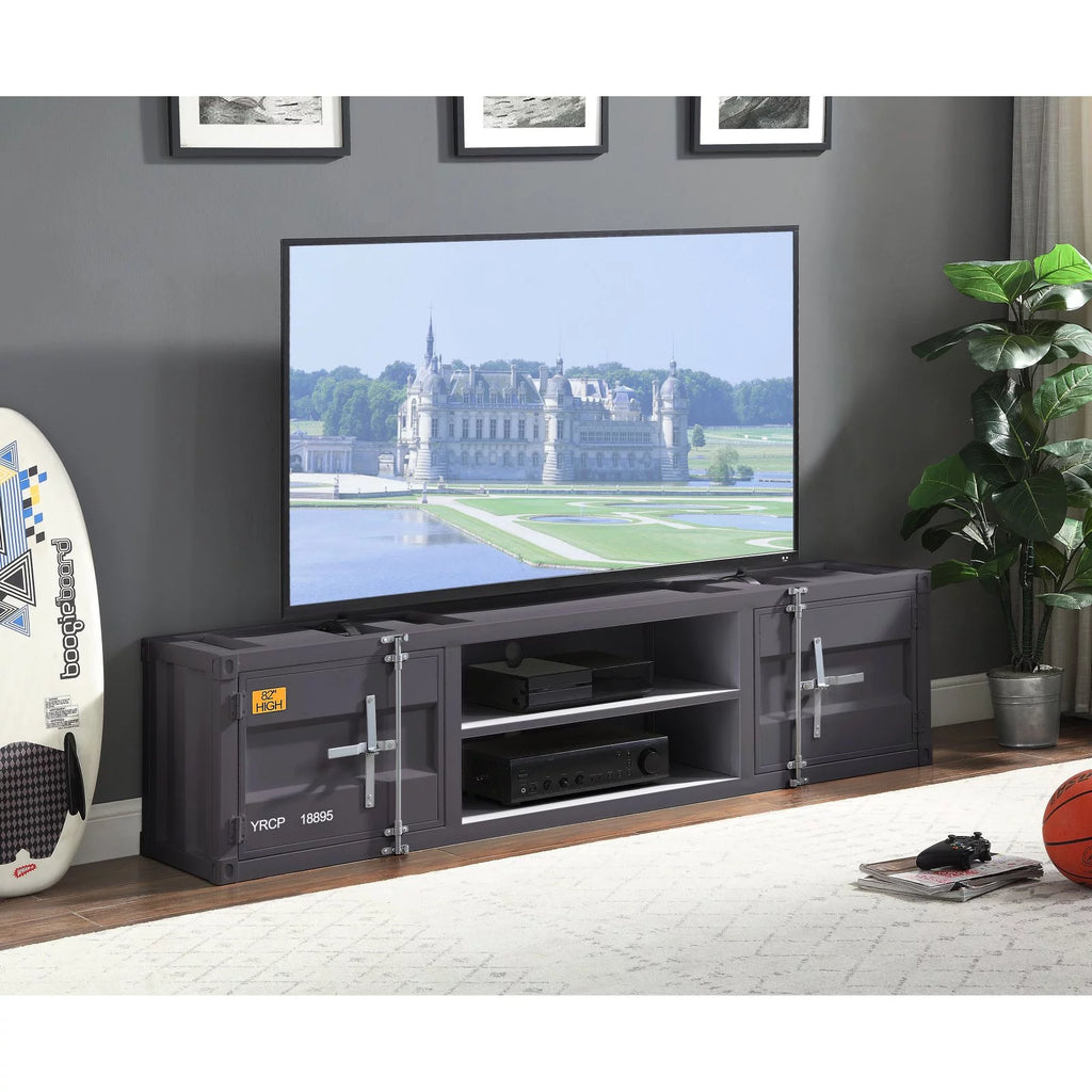 2-Door Metal Frame TV Stand with Shelves G82237