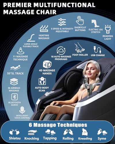 4D Full Body Massage Chair with Zero Gravity Recliner Grey K790902