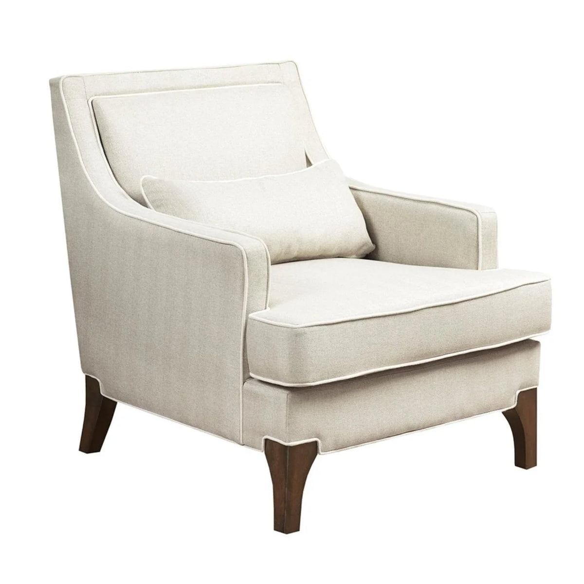 Cream and Dark Brown Arm Chair I3009