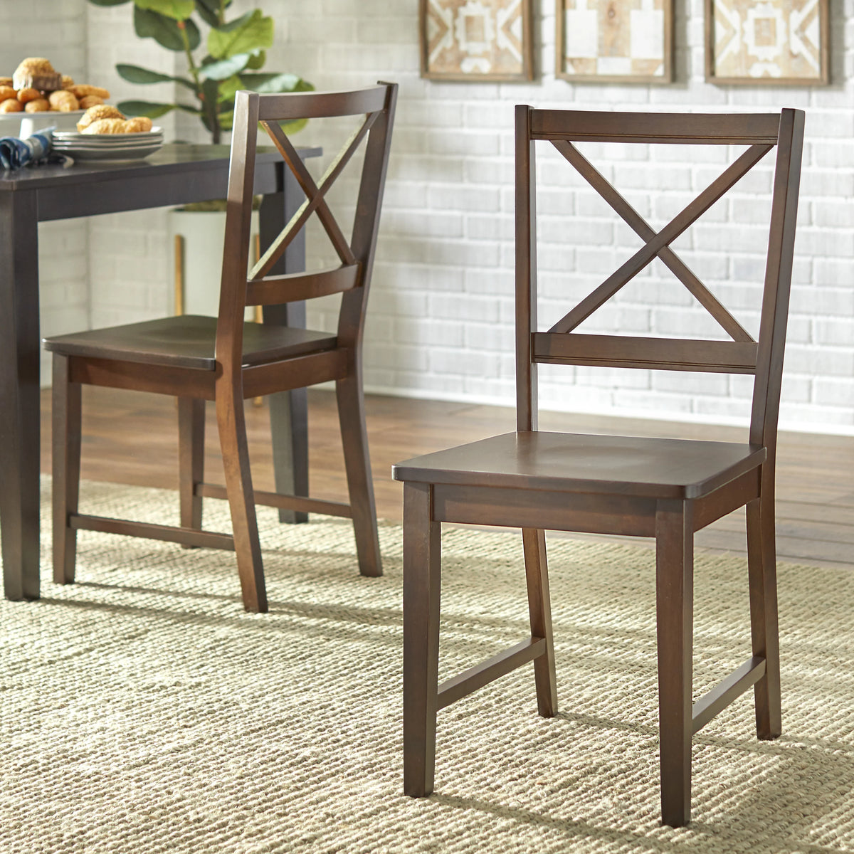 Espresso Cross-Back Chair Set of 2 D6348