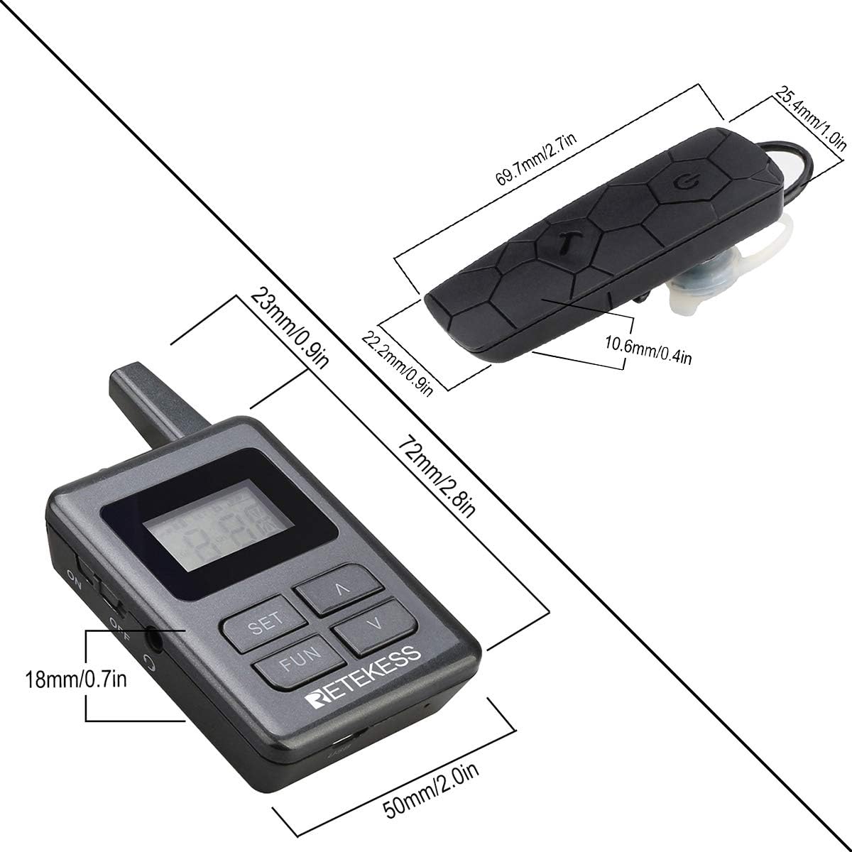 1 Transmitter and 5 Receivers Wireless Tour Guide System G698