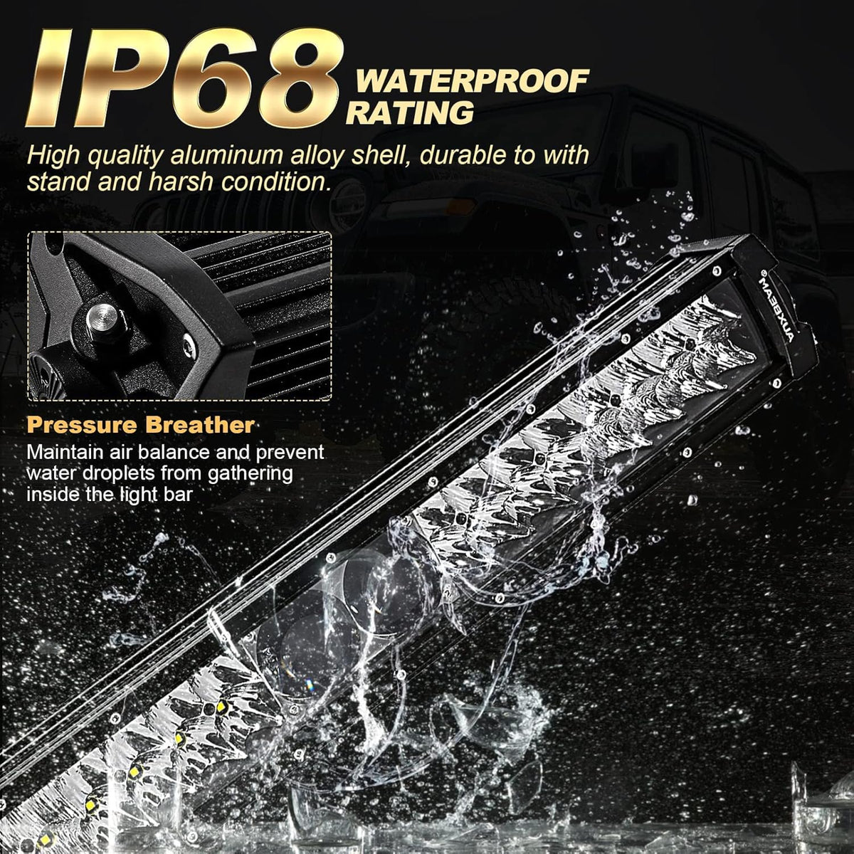 22 Inch 128W Waterproof Dual Row Spot Flood Combo LED Work Lights with Wiring Harness F9733