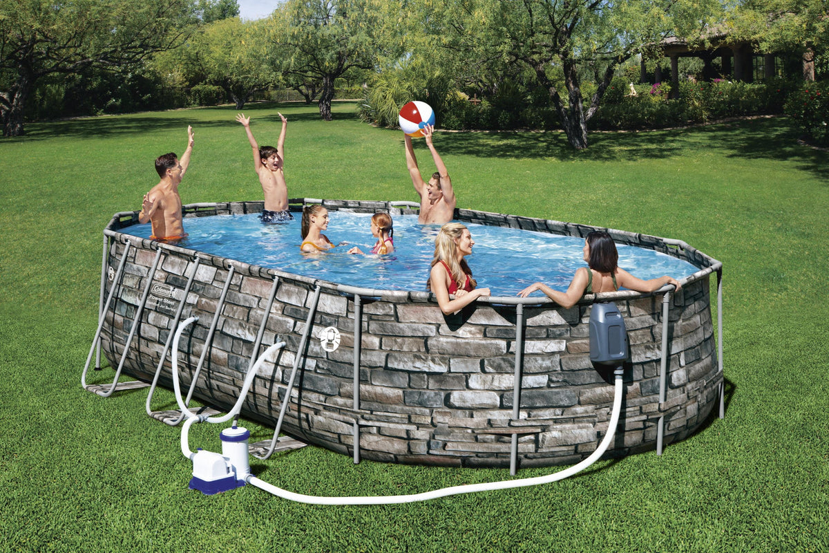 Coleman 20' Power Steel Comfort Jet Oval 48 Deep Metal Frame Above Ground Pool Y3610
