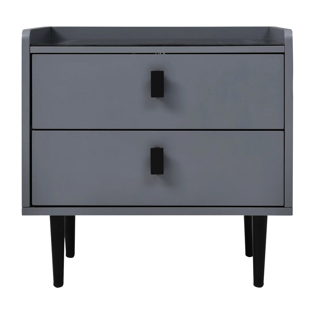 Gray Side Table with Wireless Charging Station U4190