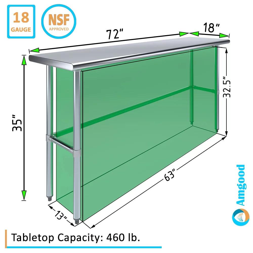 18" x 72" Stainless Steel Work Table H790