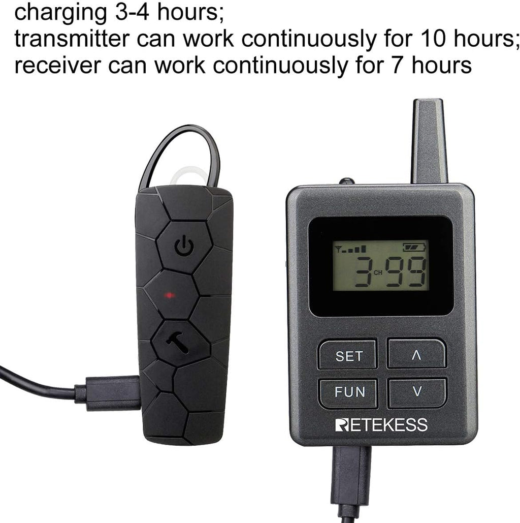 1 Transmitter and 5 Receivers Wireless Tour Guide System G698