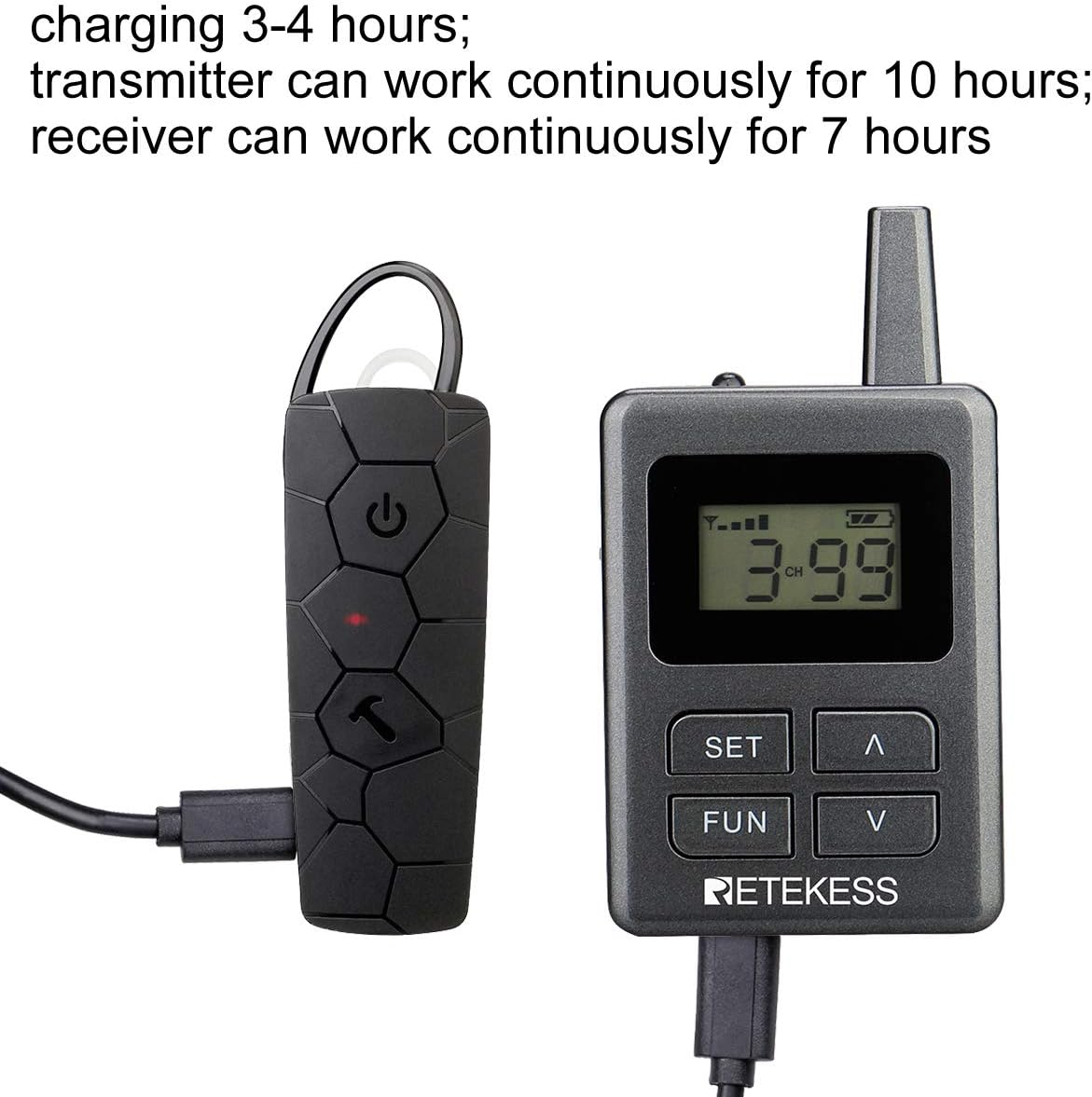 1 Transmitter and 5 Receivers Wireless Tour Guide System G698