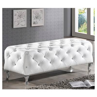 White Crystal Tufted Bench E83945