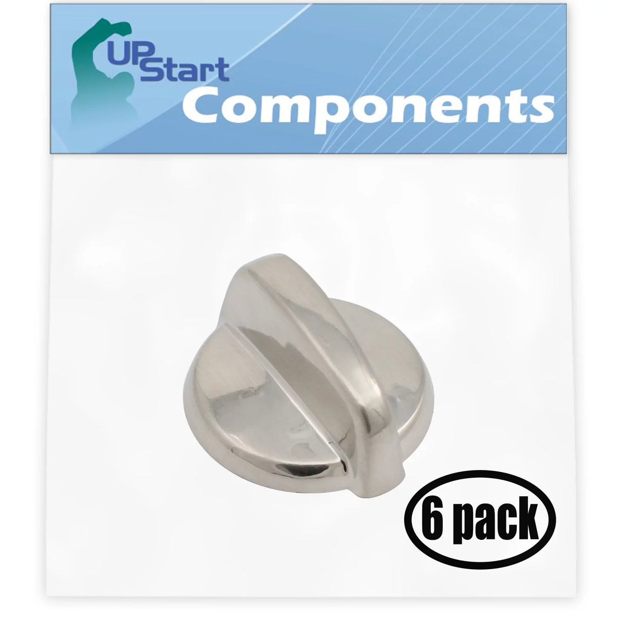 6 Pack Stainless Steel Finish Control Knob J8184