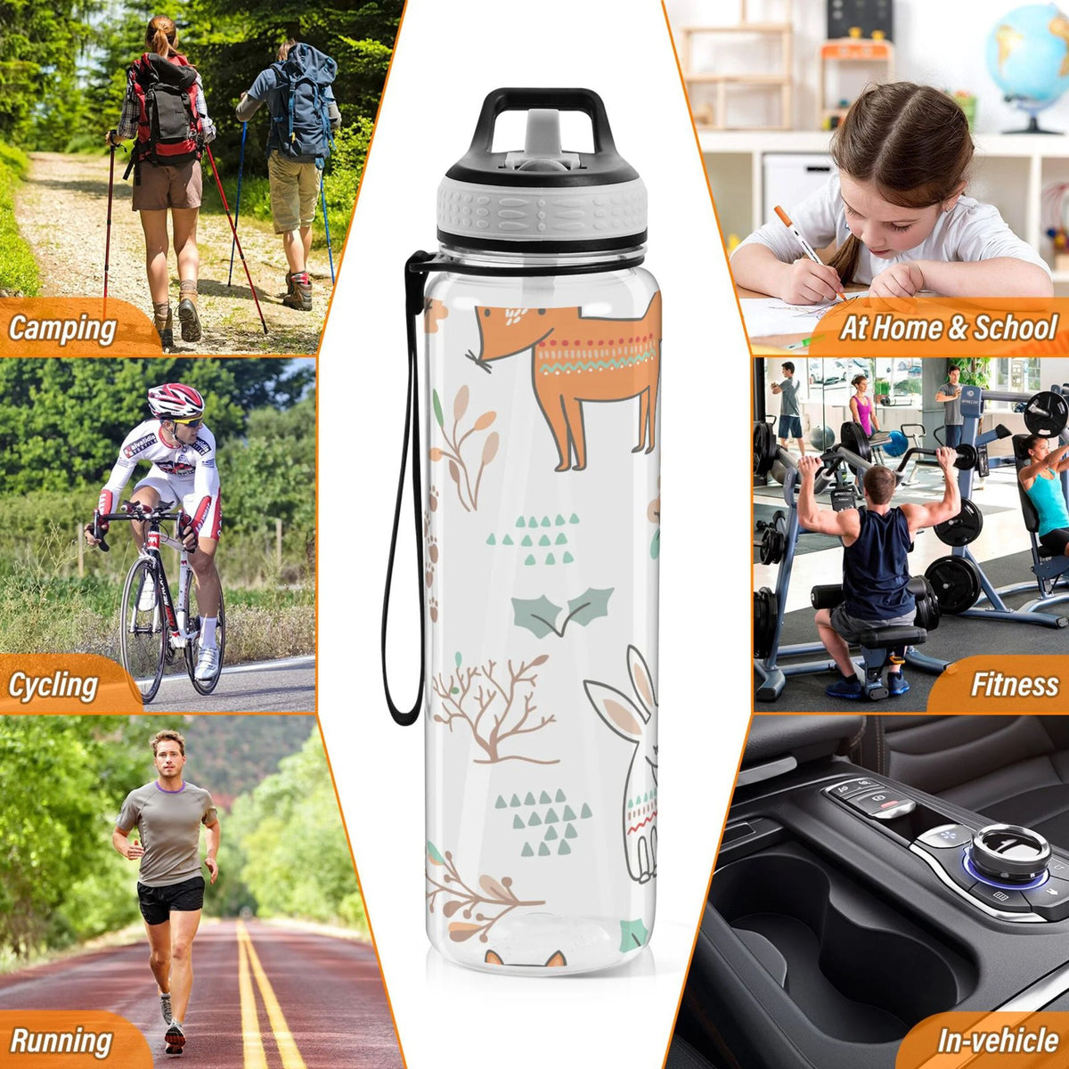 32oz Tritan Leakproof Clear Water Bottle with Straw C7412