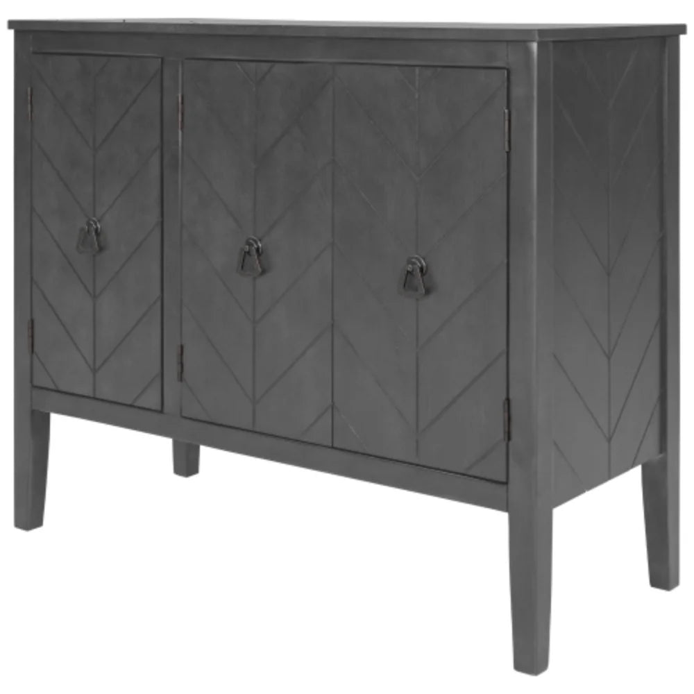 Antique Gray Wooden Accent Storage Cabinet with Adjustable Shelf H79280