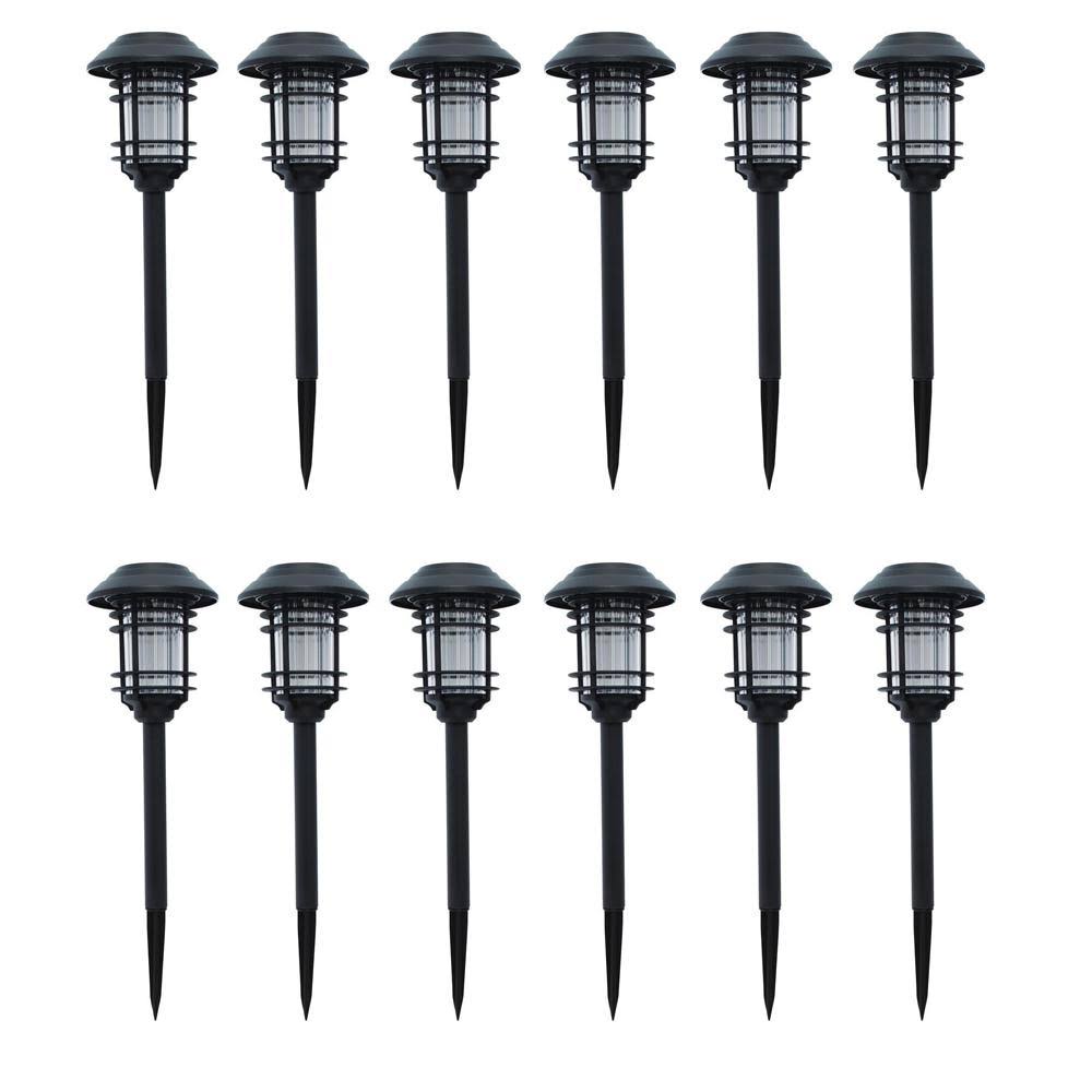 Black Outdoor Integrated LED Landscape Path Light 12-Pack Y731