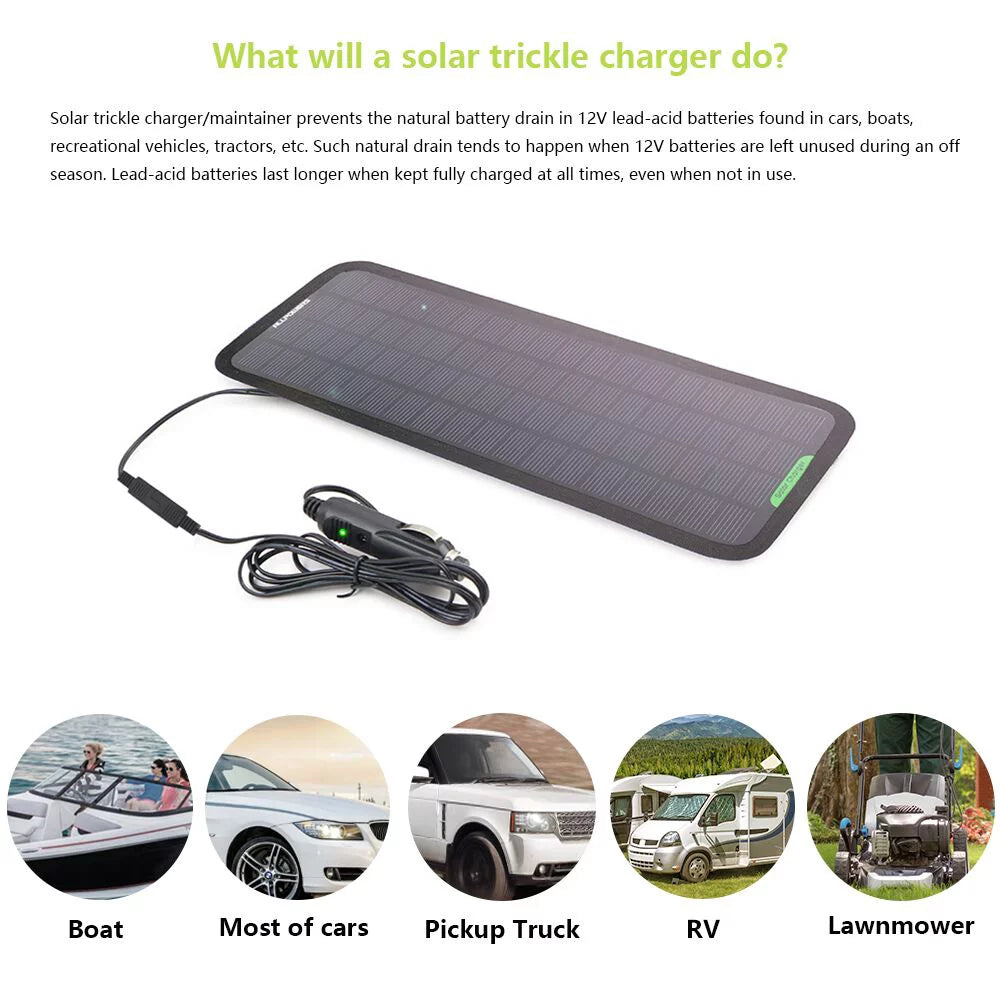5W 12V 18V Solar Battery Maintainer Portable Solar Panel Kit S48108