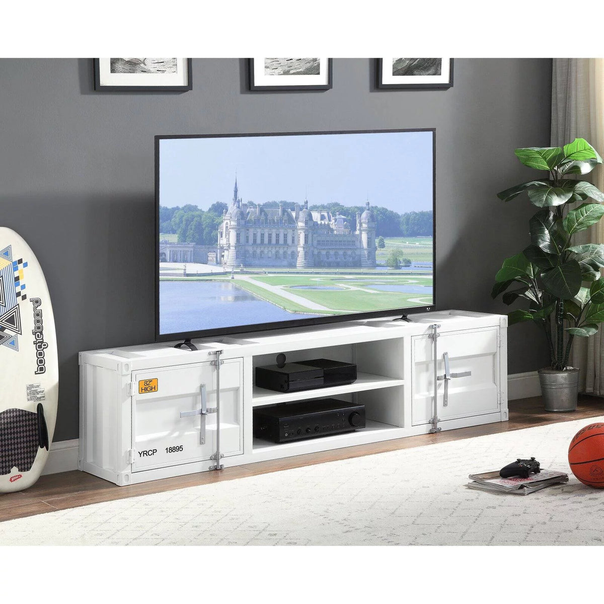 2-Door Metal Frame TV Stand with Shelves G82237