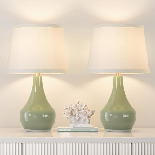 Modern Ceramic Table Lamps Set of 2 Grey H657556