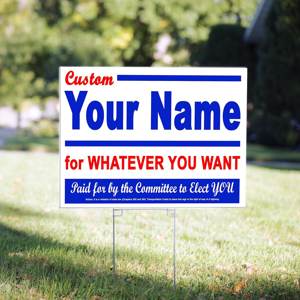 100 Pack 18 x 24" Two-Colors One Sided Yard Signs with 15" Tall Heavy Duty H-Stakes D477