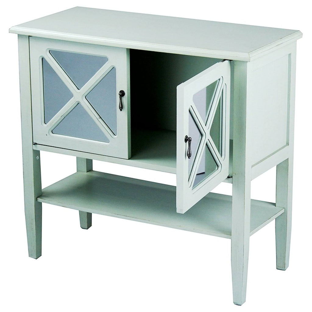 Light Sage Wood Console Cabinet with 2 Doors and Shelf E22236