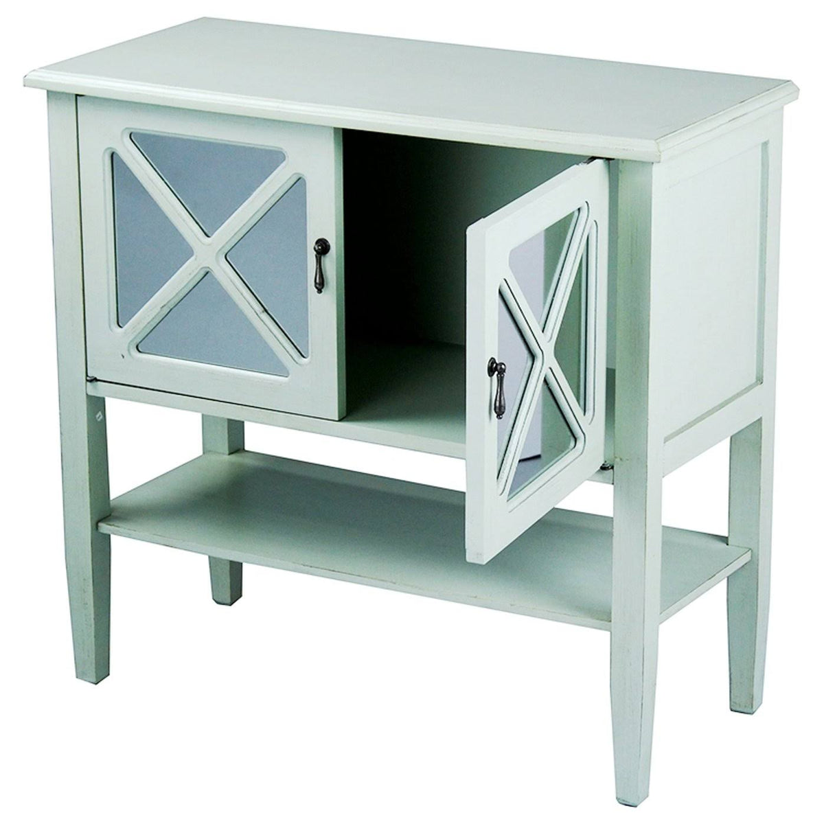 Light Sage Wood Console Cabinet with 2 Doors and Shelf E22236