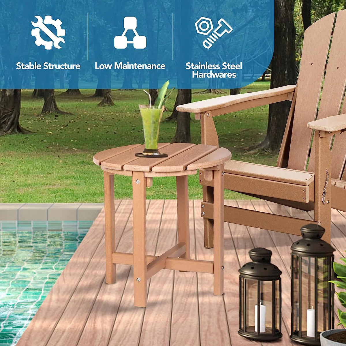 White HDPE Outdoor Side Table C673796