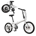 20 Inch 7 Speed Folding Bike with Dual Disc Brakes Carbon Steel White Y34180