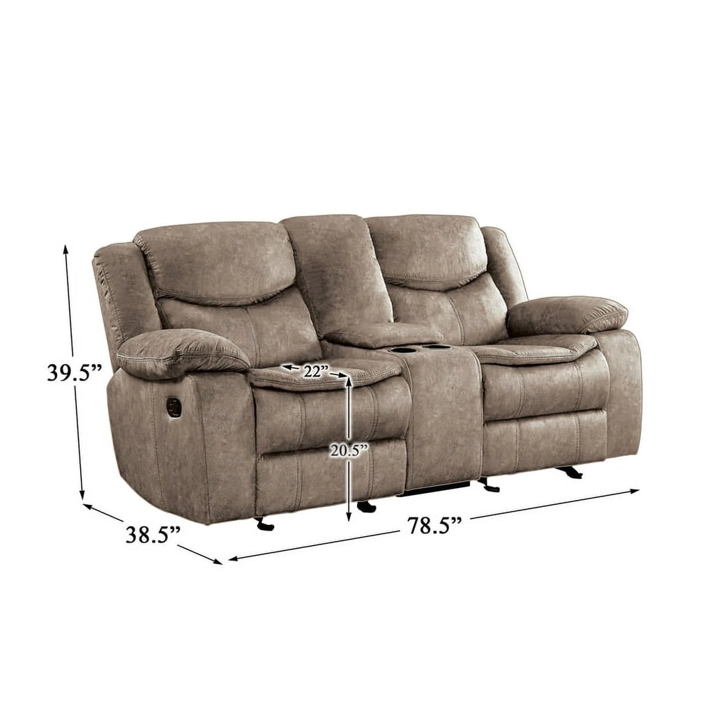 Brown Microfiber Reclining Loveseat R9829