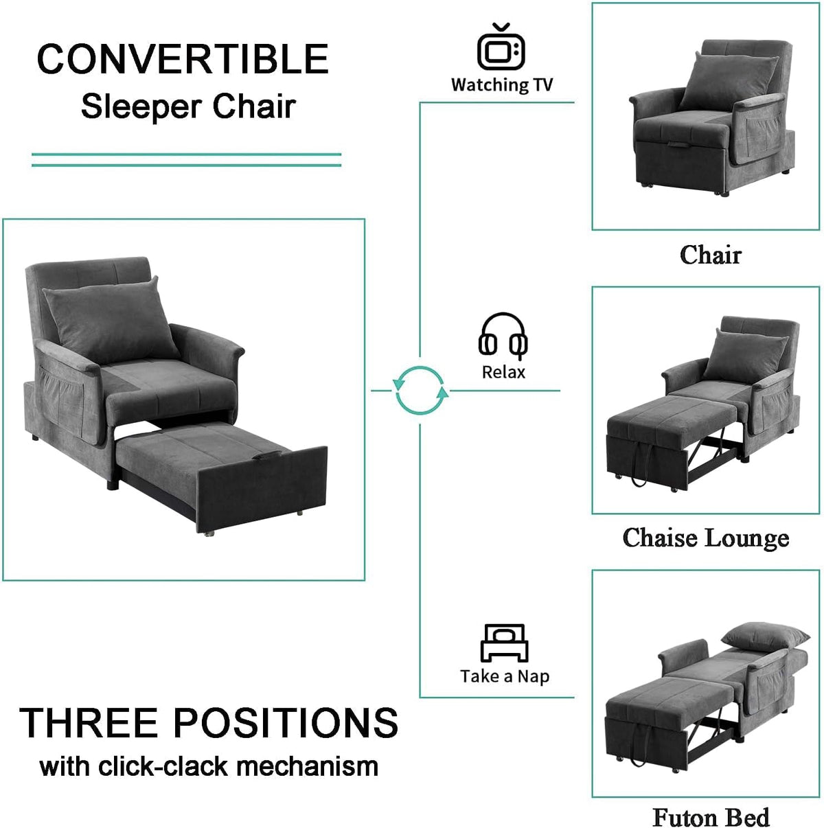3 in 1 Folding Sofa Bed Chair G9682