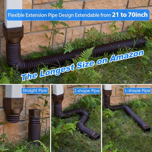 2 Pack Flexible Rain Gutter Downspout Extenders Black P804