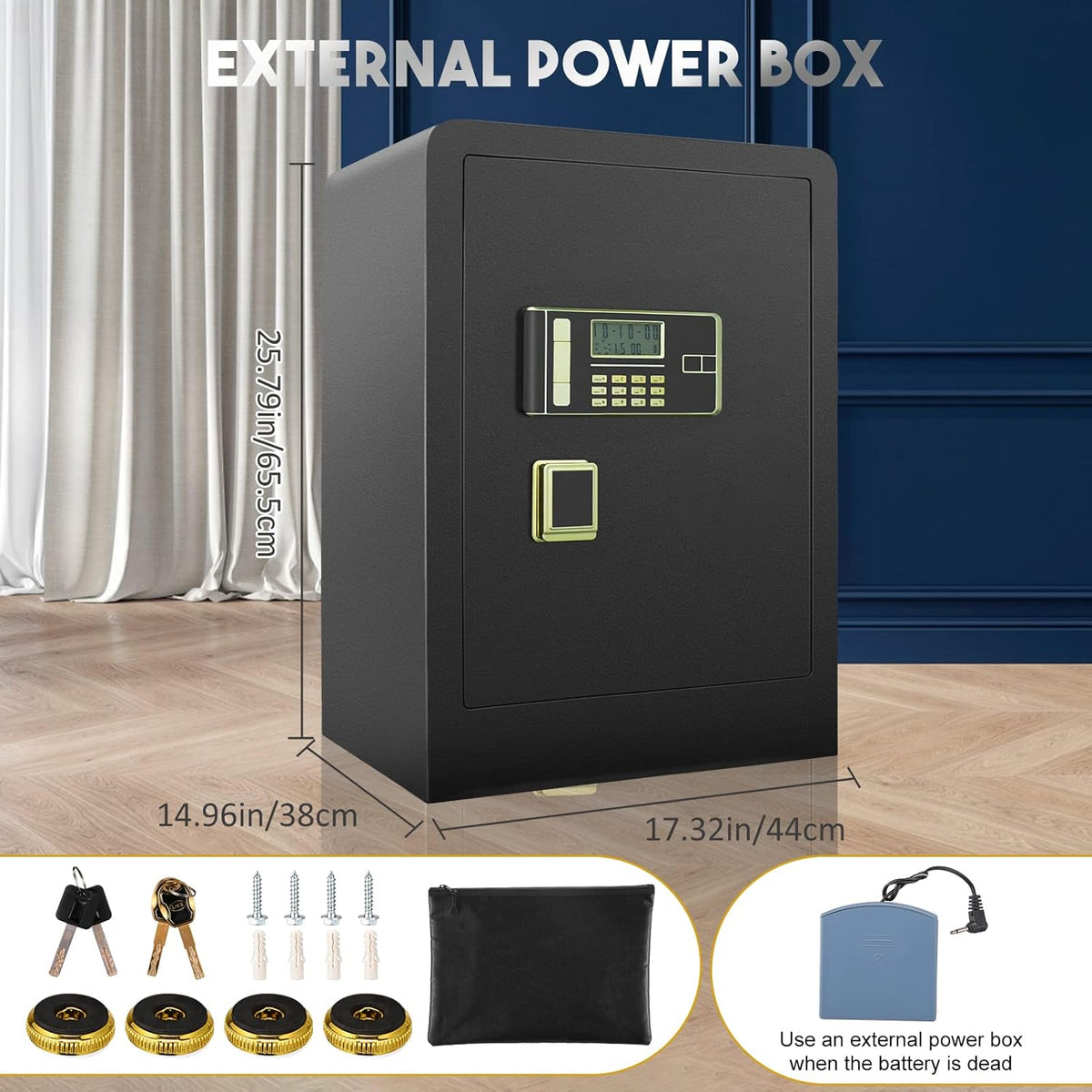 Large Fireproof Waterproof Safe Box with LCD Screen U621143