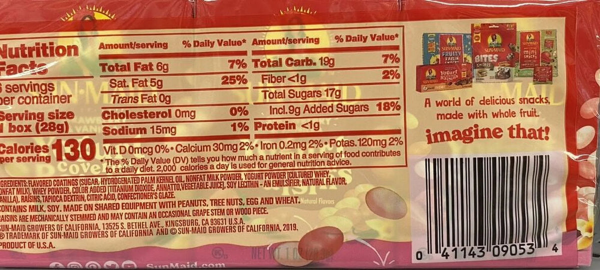 12 Boxes Strawberry & Vanilla Yogurt California Raisins C316443