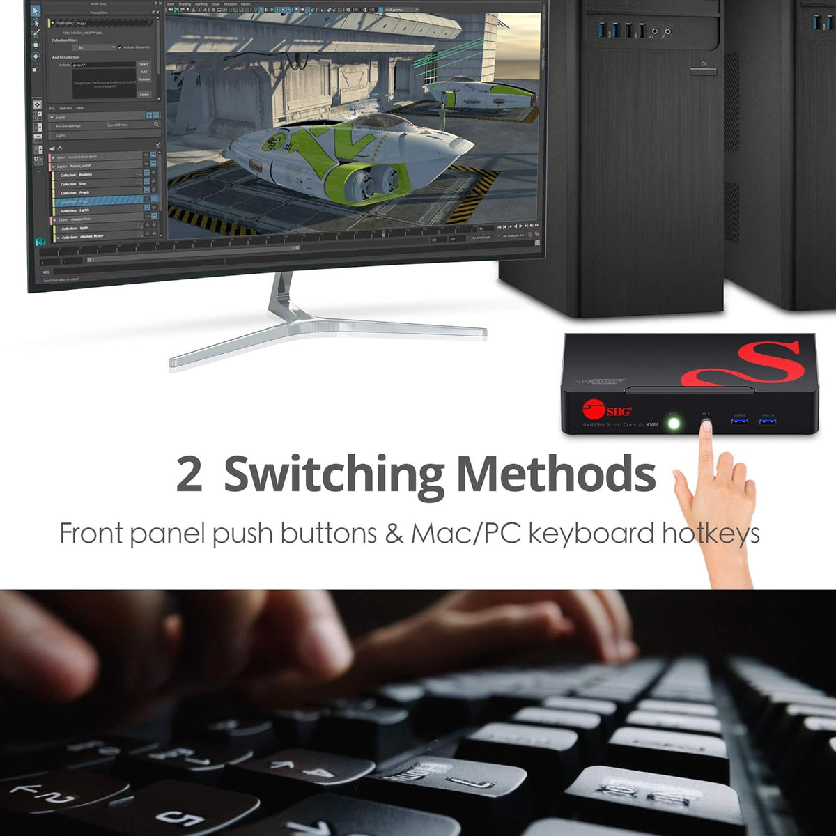 4K DisplayPort 2 Port KVM Switch with Audio and Microphone B731442