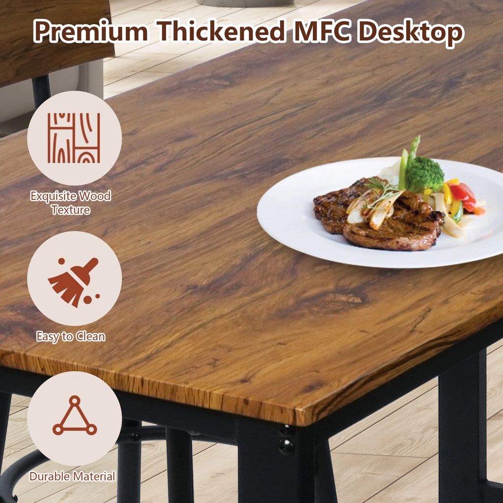 Rustic Brown PU Upholstered Bar Table Set of 4 with 4 Stools A966