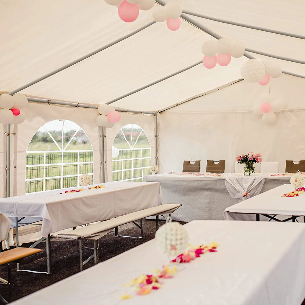 20x40FT White Roof Party Tent with Detachable PVC Sidewalls J15646