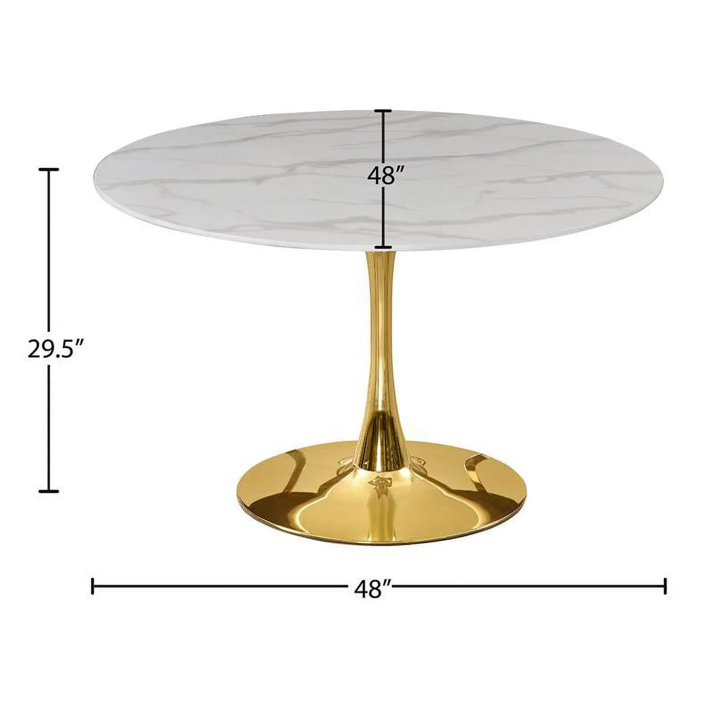 Gold Base Faux Marble Top Dining Table G6915