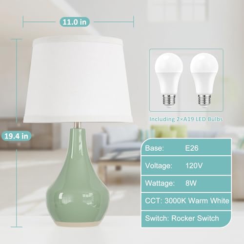 Modern Ceramic Table Lamps Set of 2 Grey H657556